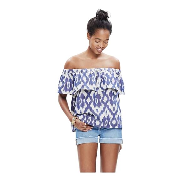 Madewell Balcony Off The Shoulder Top In Ikat Print - Picture 1 of 6